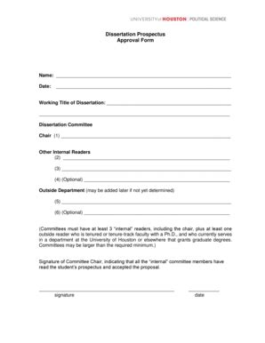 Fillable Online Uh Dissertation Prospectus Approval Form Buhedub Fax