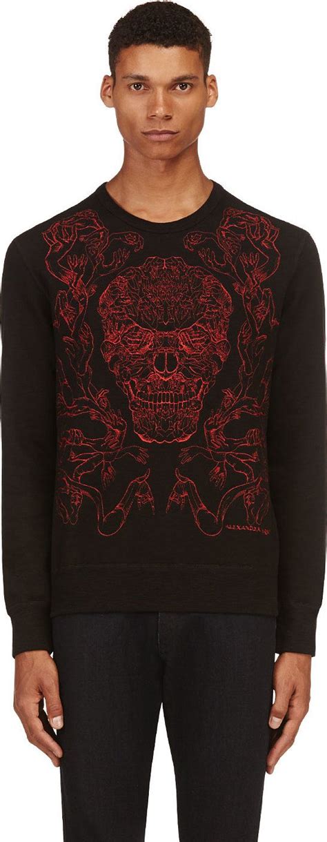 Alexander Mcqueen Black Hand Skull Embroidered Sweater Ssense