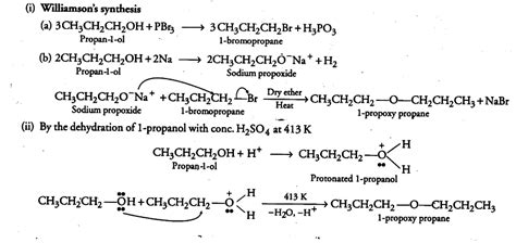 How is 1-propoxy propane synthesised from propan-1-ol ? Write the ...