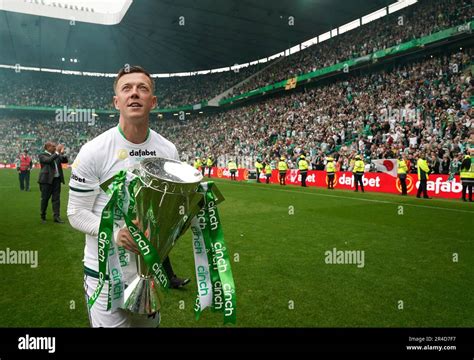 Celtic S Callum Mcgregor Celebrates With The League Trophy After The