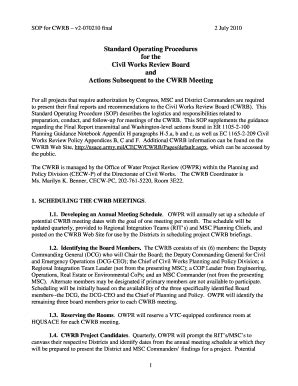 Fillable Online Usace Army Cwrb Standard Operating Procedures U S