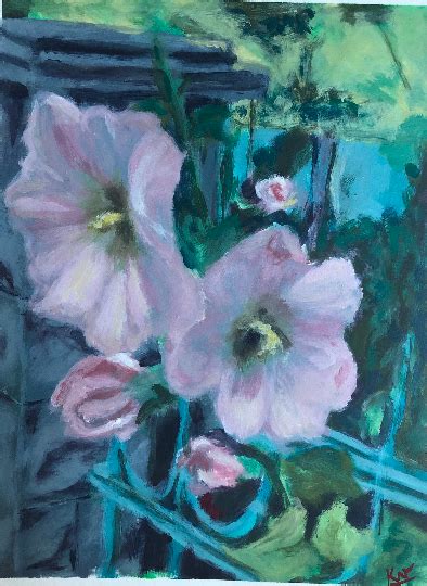 Hollyhocks painting for sale | Acrylic Painting | Ready to Ship