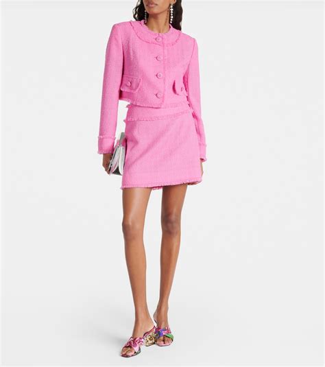 Cropped Wool Blend Tweed Jacket In Pink Dolce Gabbana Mytheresa