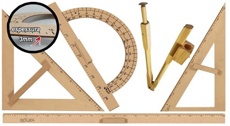 Kit Geom Trico Do Professor Mdf R Gua Metro Compasso Para