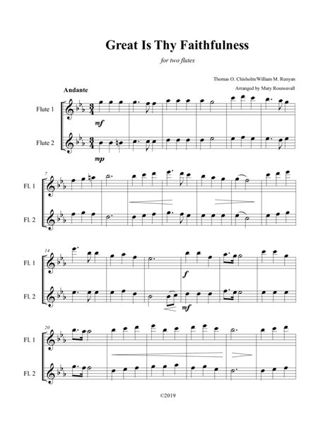 Great Is Thy Faithfulness Flute Duet Digital Sheet Music Sheet