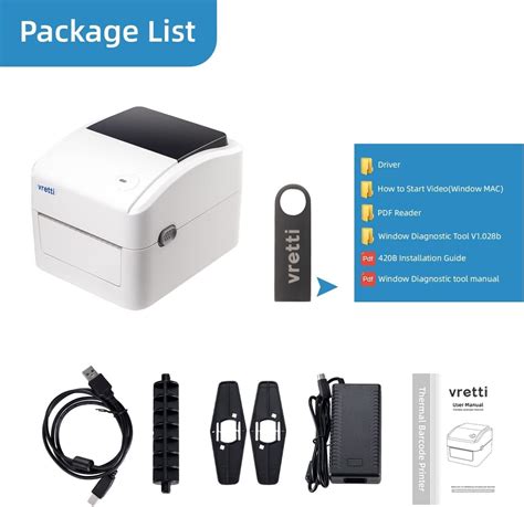 Vretti Thermal Barcode Shipping Label Usb Printer 4”x6” Windowsmac 420b White Ebay