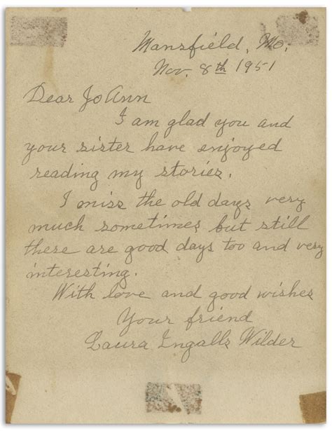 Lot Detail Laura Ingalls Wilder Autograph Letter Signed I Miss The Old Days Very Much