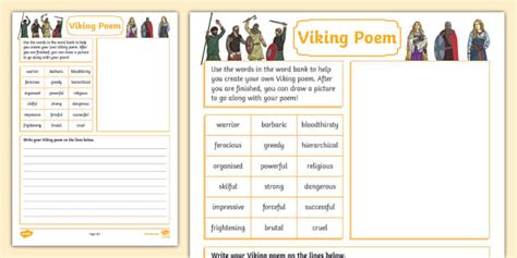 Viking Poem Writing Template Hecho Por Educadores Twinkl