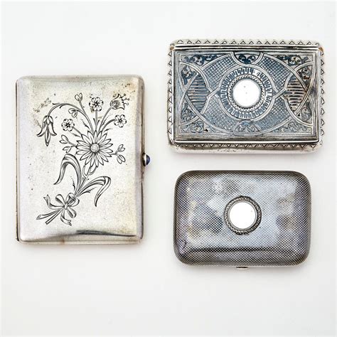 Sold Price Group Of Three Russian Silver And Niello Cigarette Cases