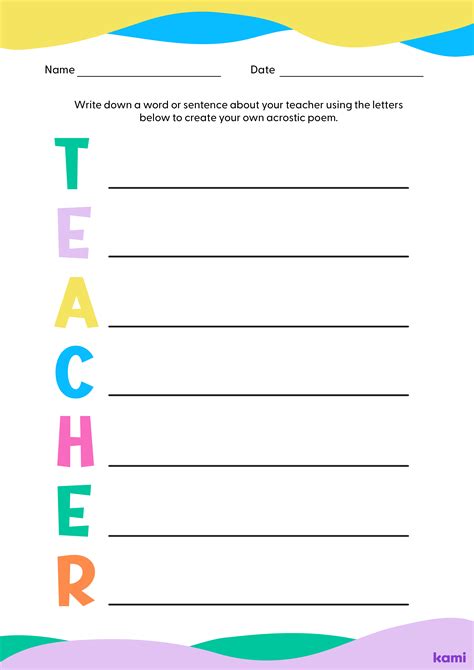 World Teachers Day Acrostic Poem For Teachers Perfect For Grades 1st