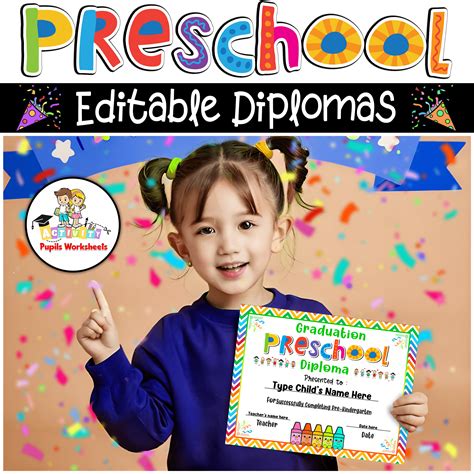 Editable Preschool Graduation Diploma