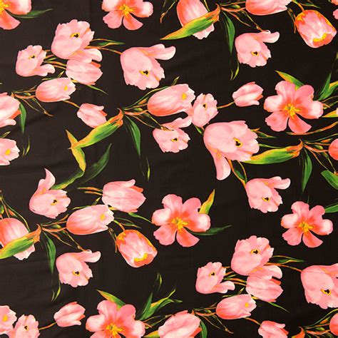 Blushing Satin Fabric Pink Tulip Flower Width 148cm Lincraft