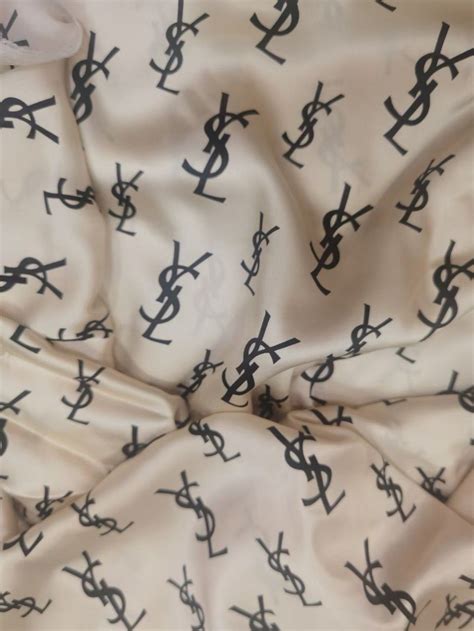 YSL Monogram Logo Print Viscose Fabric for Luxury Apparel