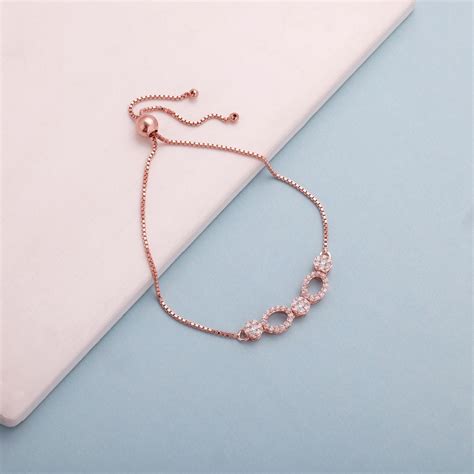 GIVA Sterling Silver Rose Gold Commitment Bracelet For Womens And Girls