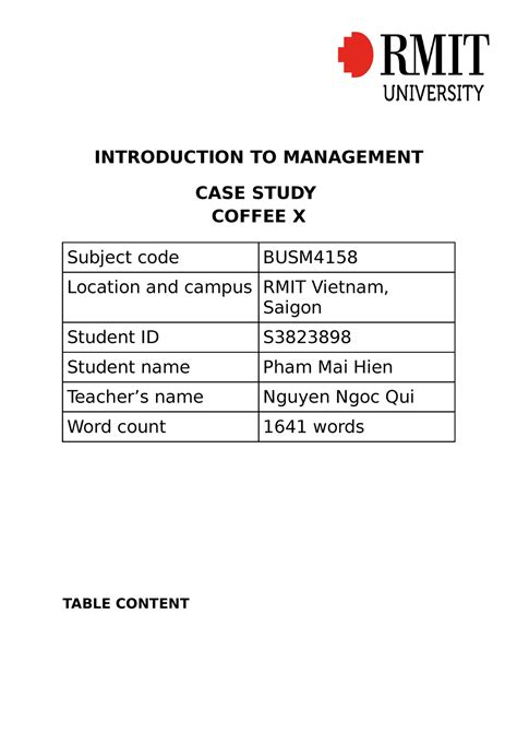 Assignment 2 Individual Report Sample Introduction To Management Rmit