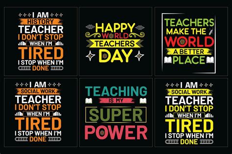 Set Of Teacher Typography T Shirt Teachers Day T Shirt Bundle 27163369 Vector Art At Vecteezy