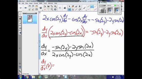 Implicit Differentiation Tangent And Normal Lines Trig Functions Youtube