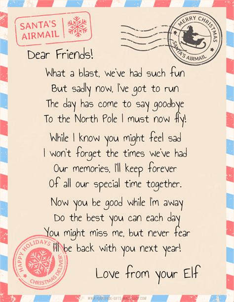 Goodbye Elf Letter Template - Printable And Enjoyable Learning