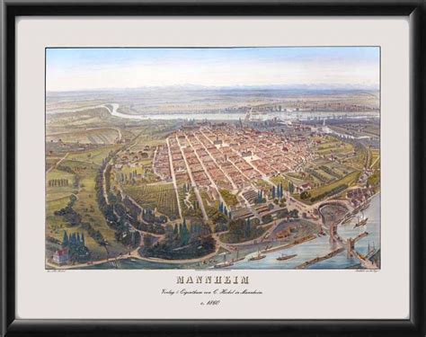 Mannheim Germany 1860 Restored Map | Vintage City Maps