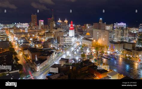 Before Sunrise Night Time Buffalo New York Downtown City Skyline Stock ...