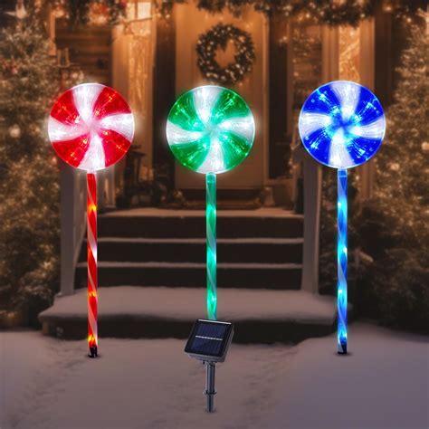 Amazon BRIGHTDECK Lollipop Solar Christmas Pathway Lights Outdoor