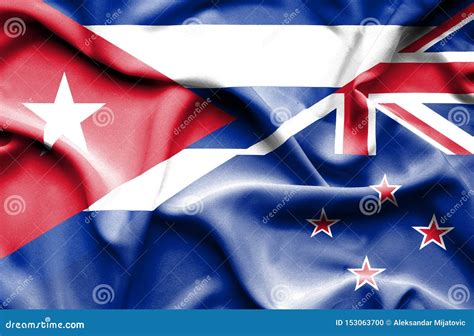 Bandera Que Agita De Nueva Zelanda Y De Cuba Stock De Ilustraci N