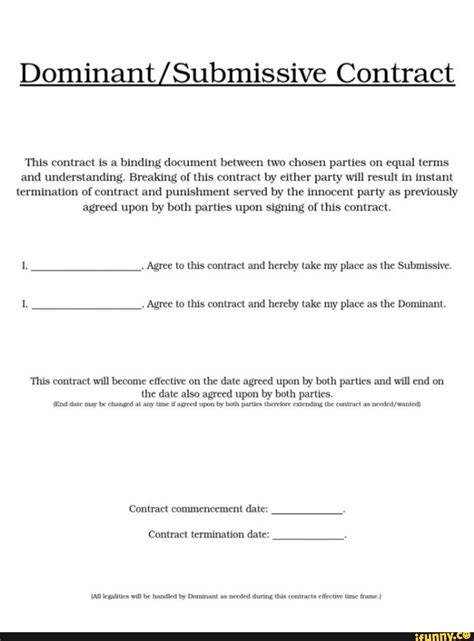 Free Dom Sub Contract Template Totally Free Printables