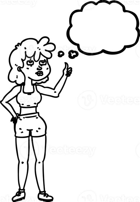 Drawn Thought Bubble Cartoon Gym Woman Icon 40744021 Png