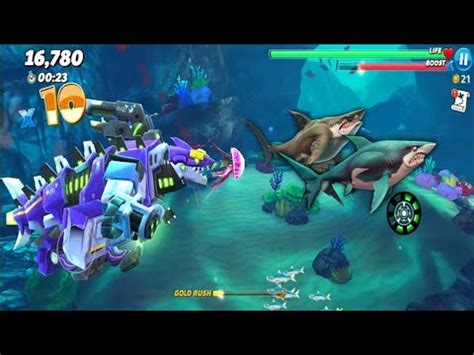 Hungry Shark World Mecha Sharkjira Unlocked And Gameplay Android Youtube