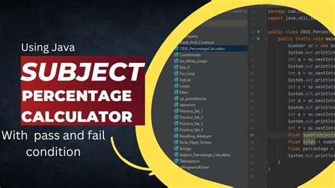 How To Create Subject Percentage Calculator In Java With Pass Or Fail