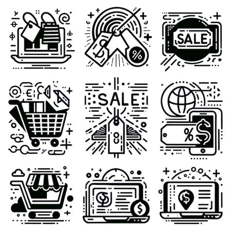 Premium Vector Set Of Sale Icon In Black Outline On White Back