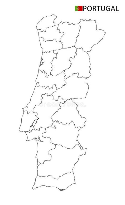 Portugal Map Black And White Detailed Outline Regions Of The Country