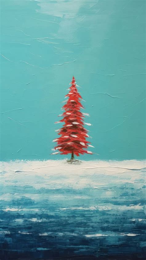 Christmas tree painting plant snow. | Free Photo Illustration - rawpixel