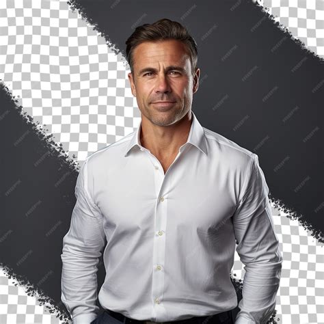 Premium Psd Happy Confident Middle Aged Businessman In A White Shirt Posing For A Business