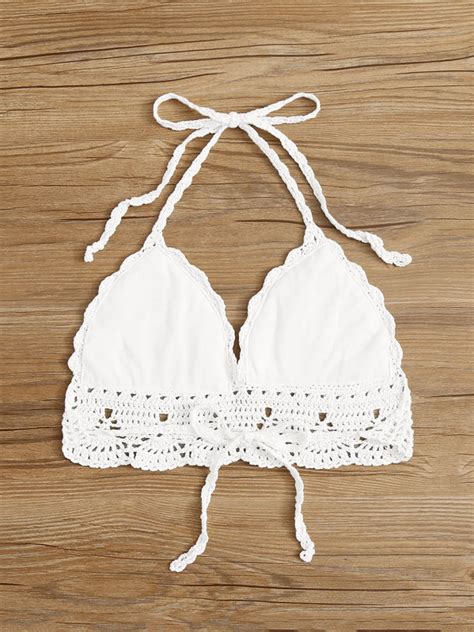 Haut De Bikini Ras Du Cou En Crochet Mode En Ligne SHEIN FRANCE