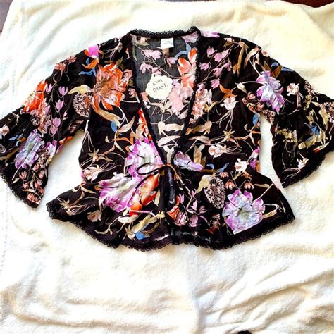 Knox Rose Sweaters Knox Rose Black And Floral Kimono Poshmark