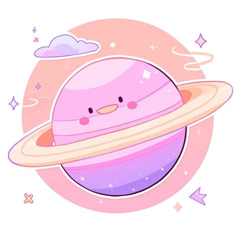 Ilustración De Dibujos Animados De Un Lindo Planeta Saturno Con Un Anillo Alrededor Ai