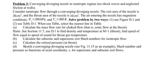 Solved Problem 3 Converging Diverging Nozzle In Isentropic Chegg