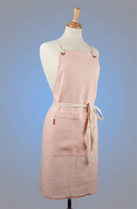 Linen Apron Full Apron 100 Linen Light Pink Color Made By