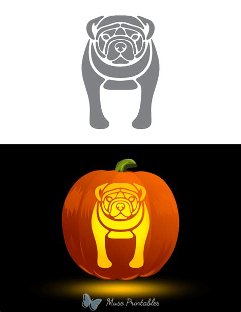 Printable Detailed Bulldog Pumpkin Stencil