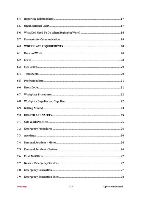 Operations Manual Template Table Of Contents 8 Essentials