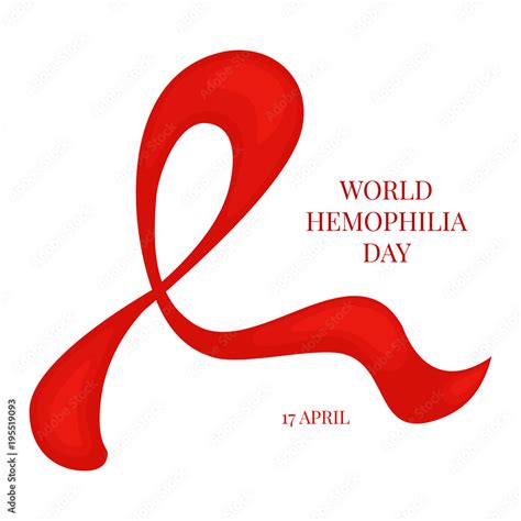 Hemophilia ribbon awareness poster with a red bow on white background ...