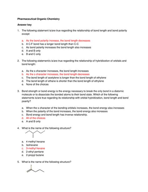 Red Pacop Pharmaceutical Organic Chemistry Pchem With Answer Keys