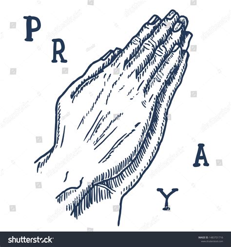 Prayer Sketch Praying Hands Vector Illustration Stock Vector (Royalty ...