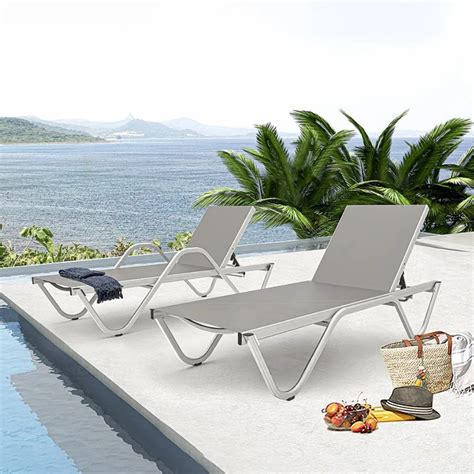 Outdoor Beach Swimming Pool Aluminium Sun Lounger With Textylene For