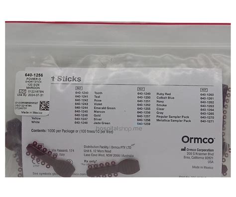 Ormco Power O Rings Ligatures Ties Maroon 1000pcs 640 1256