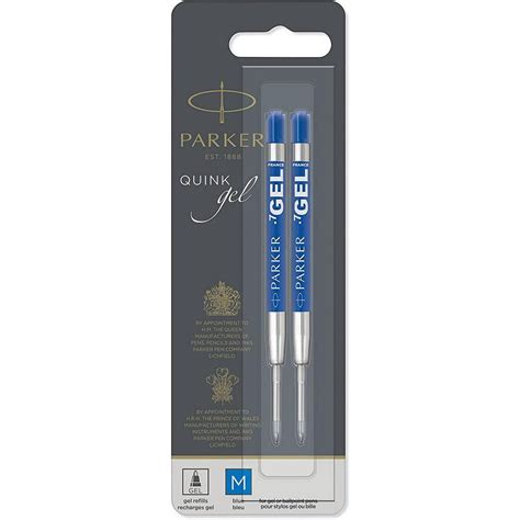 PARKER QUINK Ballpoint Pen Gel Ink Refills Medium Tip Blue 2 Count