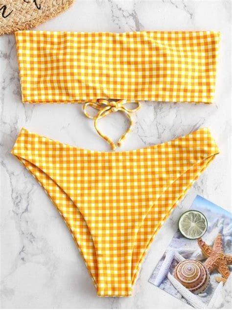 Checkered Lace Up Multiway Bikini Set MULTI A Multiway Bikini