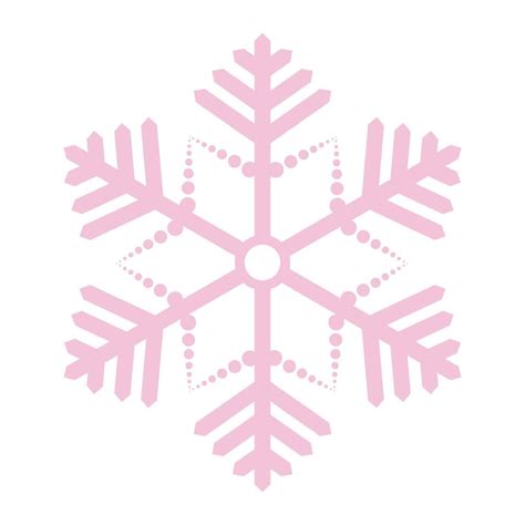 Pink Snowflake In Flat Style A Fragile Crystal Of Intricate Shape