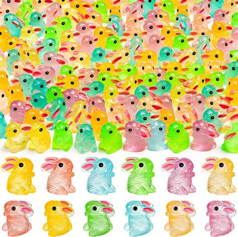 Amazon BOXOB Bunny Figurines 70pcs Mini Resin Rabbits In 7 Colors